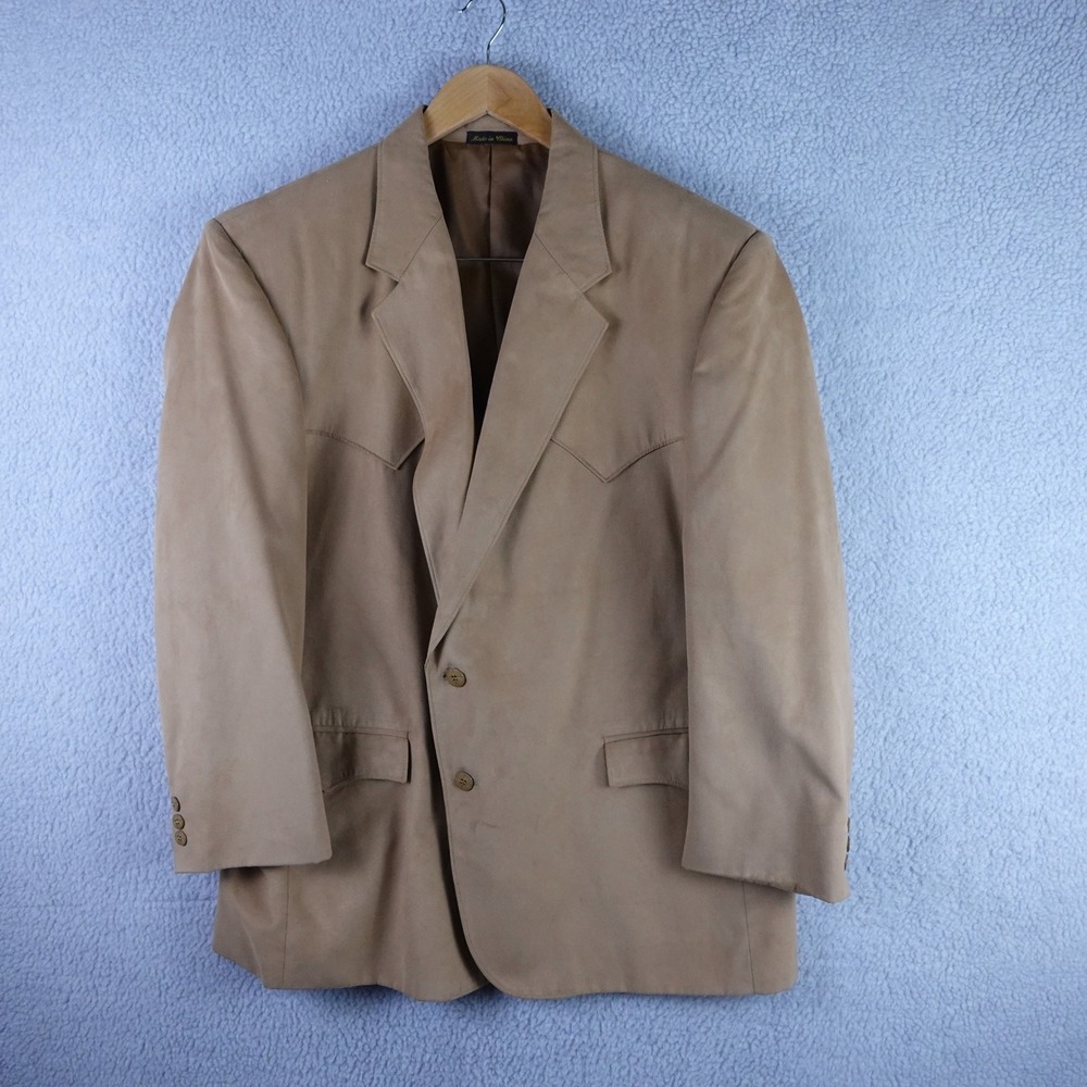 Circle S Mens Western Blazer Tan Faux Suede Two Button Sport Coat Jacket